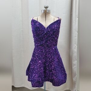 Elegant Purple Sequin Prom Dress